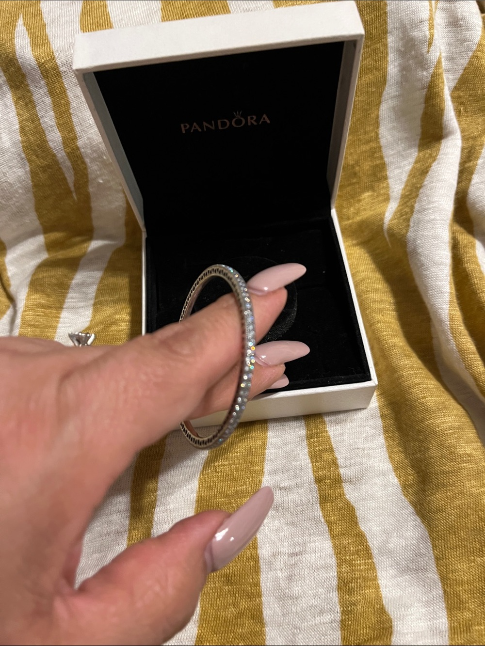 Pandora Silver Pavé Double Bangle Bracelet - Picture 3 of 4